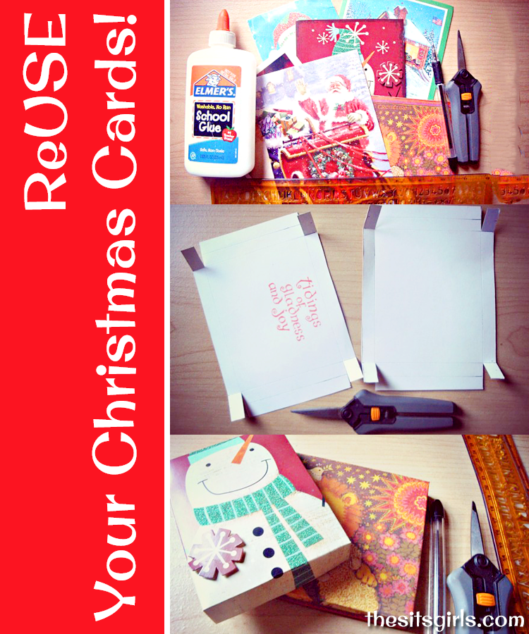Give your old Christmas cards new life by using them to make these homemade gift boxes. They will add an extra touch of fancy to your presents this year.