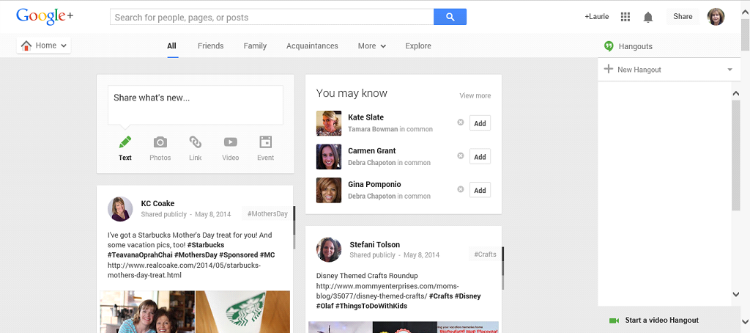 Google Plus Guide Layout