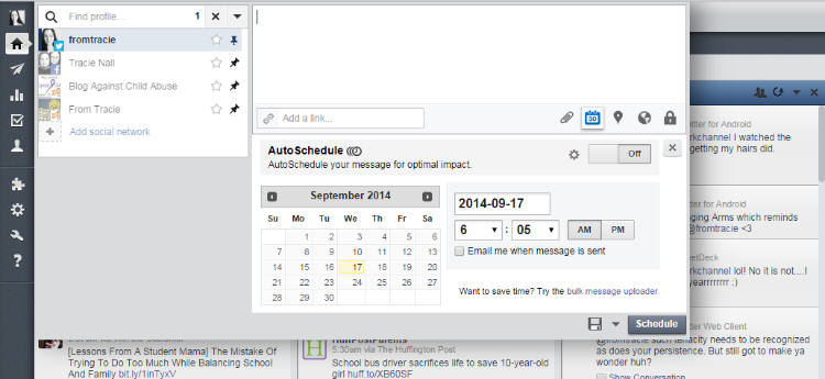 scheduling messages in hootsuite