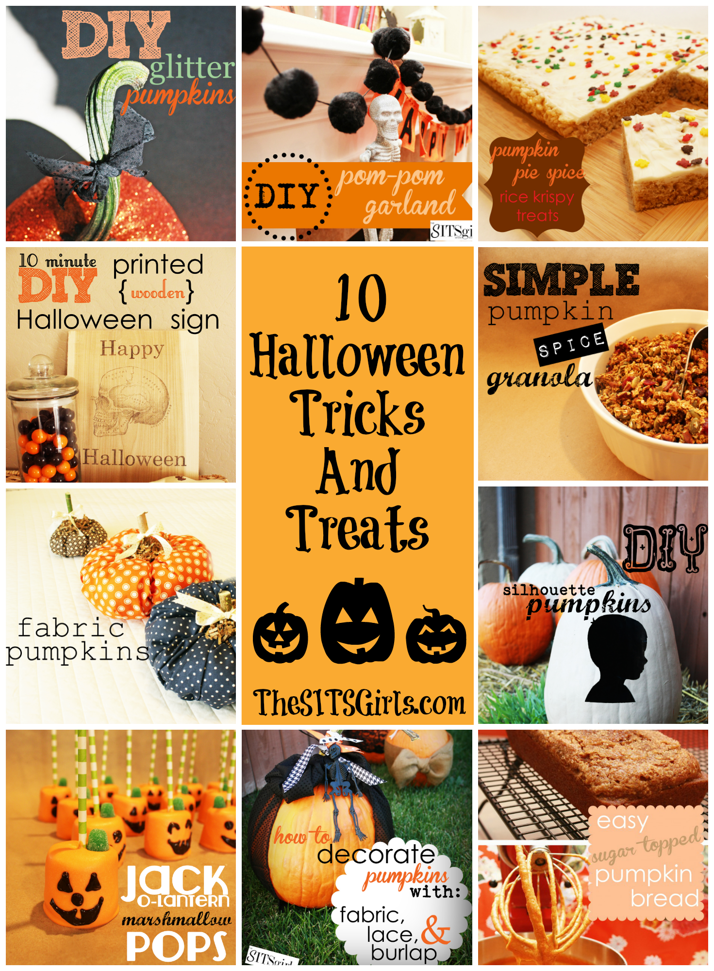 10 Halloween ideas with craft and recipe tutorials - from pumpkin spice granola to decorating pumpkins with lace and burlap - that are sure to make your holiday a little more easy and fun.