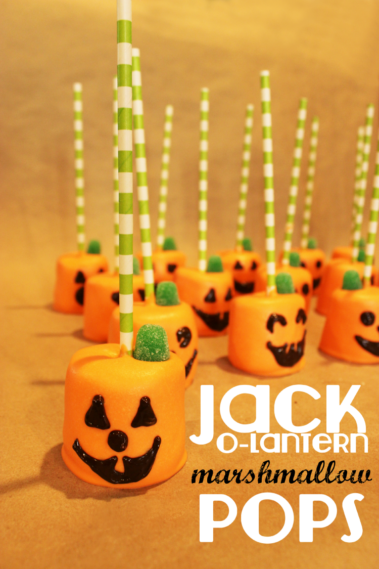 Jack-O-Lantern Marshmallow Pops - cute and easy Halloween craft that is perfect for the whole family.