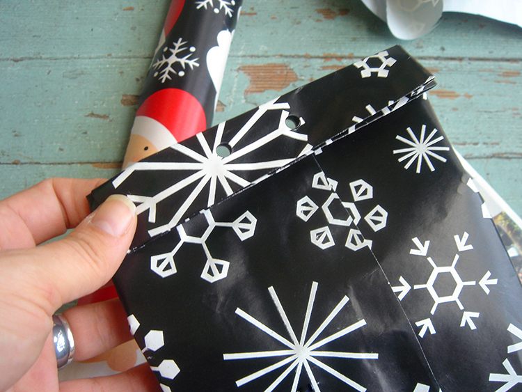 Punch a hole, and finish the bag off with ribbon. 