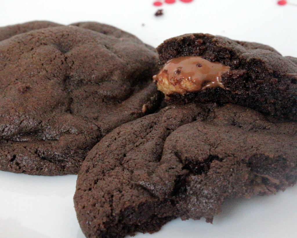 These chocolate peanut butter surprise cookies are amazing.