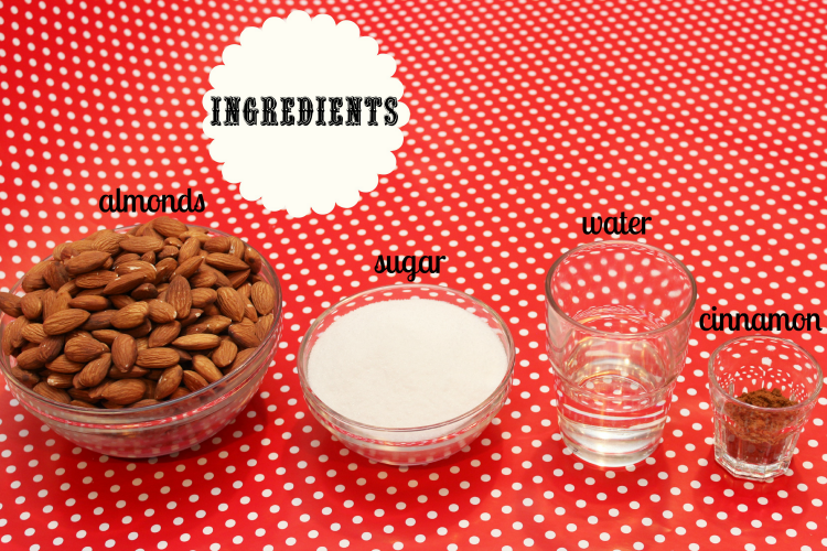 Ingredients for two-step cinnamon almonds.
