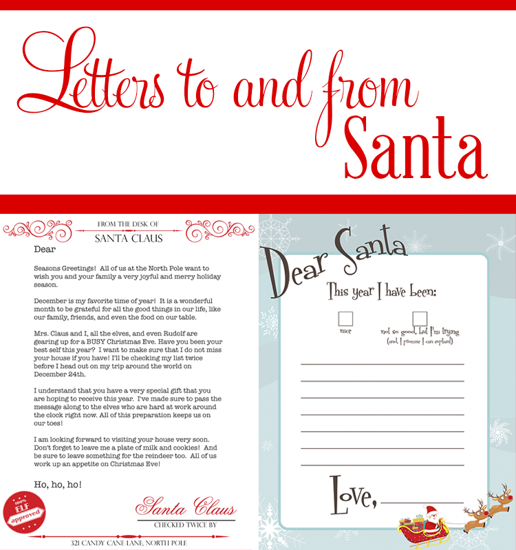 In the Dear Santa printable pack, you have a template letter for your kids' to write to Santa, and a letter for him to send back as a response. 