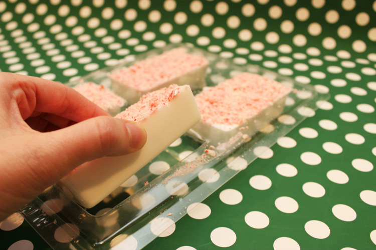 Once your soap hardens, you may remove it from the molds.