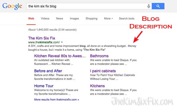 Your blog's description shows up in search results.