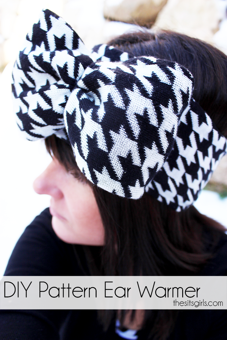 In less than 30 minutes, you can turn an old sweater into a cute, pattern ear warmer head wrap with a bow. 