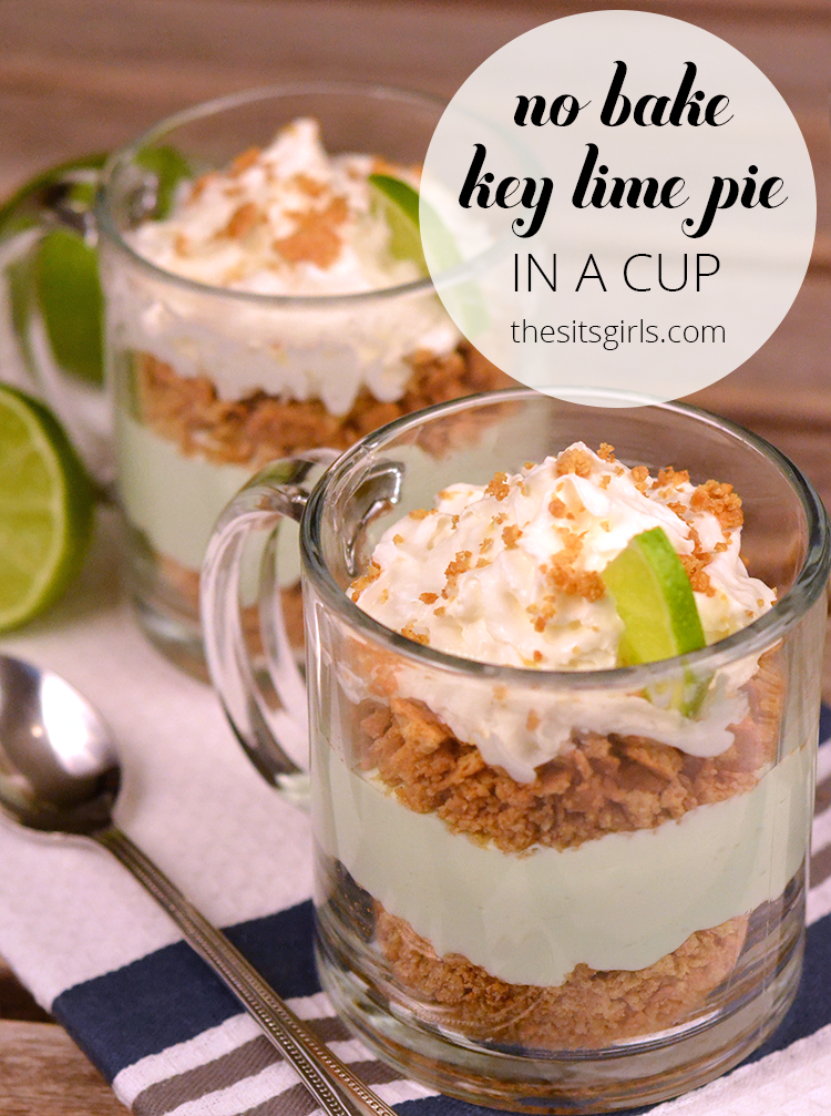 A dessert that is sweet, tart, and doesn't involve any baking? Sign me up! This No Bake Key Lime Pie in a cup is perfect for entertaining or a family treat.