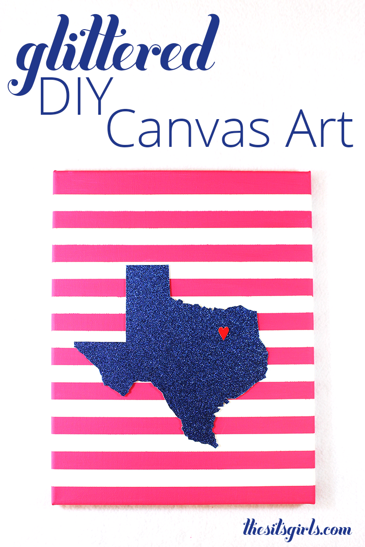 This easy to make glitter DIY canvas art is an easy way to add a pop of color and sparkle to any wall in your home.
