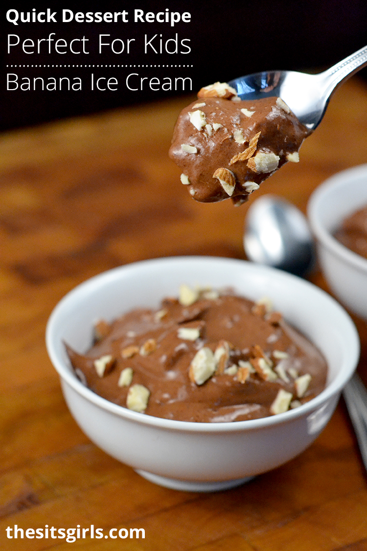 This easy dessert recipe is perfect to make with kids: dairy-free chocolate ice cream made with bananas. SO good.