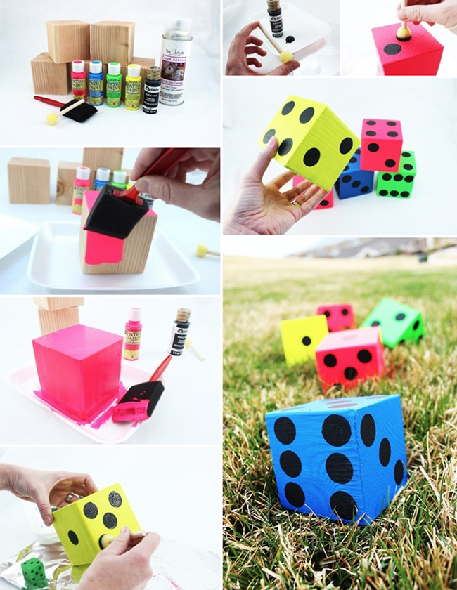 Step by step tutorial for making your own Lawn Yahtzee Dice for lots of outdoor fun this spring!