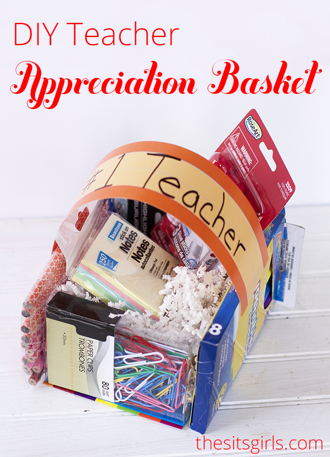 This basket is the perfect teacher appreciation gift. It can be made for less than $10! 