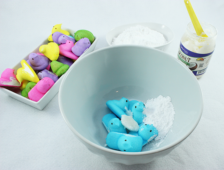 Peeps are the perfect base for this edible playdough recipe. It's a perfect spring activity for kids.