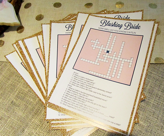 Bridal shower crossword - great idea for a shower game that can be personalized to fit the bride | wedding shower ideas