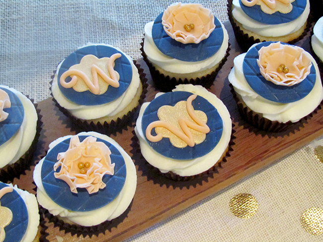 Monogrammed cupcakes are perfect for a bridal shower! Use the letter of your bride's new last name. 