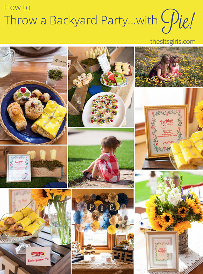Backyard Party Ideas And Decor | Great ideas for a summer party in the backyard. Great plan for the drinks table and activities for kids. Plus a super cute PIE sign every party needs. 