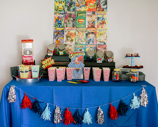 Super Hero Party food table ideas. 