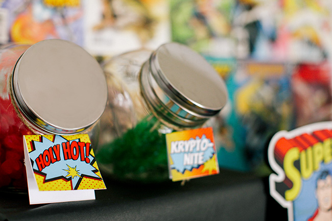 With the right sign, any candy can have a super hero theme for a candy bar at your super hero birthday party! 