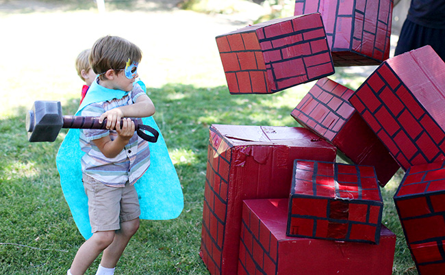 Hulk Smash is a fun game for your super hero party! Just paint simple cardboard boxes and let the kids have fun!