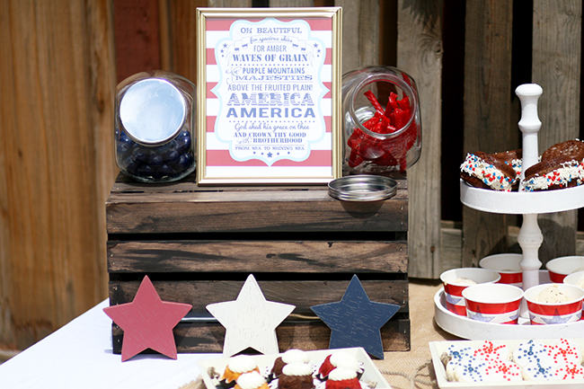 Red licorice whips and blue gumballs are perfect for a patriotic July 4th party!