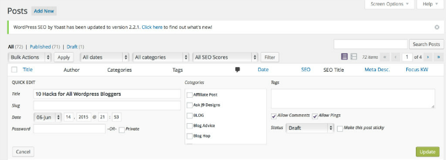 Learn how to use the Quick Edit feature on your WordPress dashboard. 
