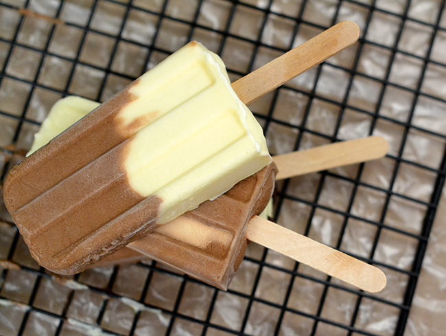 Pudding popsicles are an easy pudding dessert that is perfect for summer fun! Add chocolate chips to your chocolate and vanilla pudding pops to make them even better. 