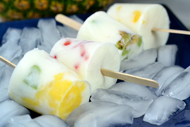 Quick and easy fruit whip freezer pops. This recipe is a fun way to give your kids a serving of dairy and fruit on hot summer afternoons. 