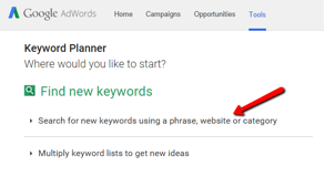 Use the "Find new keywords" section of the Adwords Keyword Planner Tool to search for the perfect keyword for your post. 