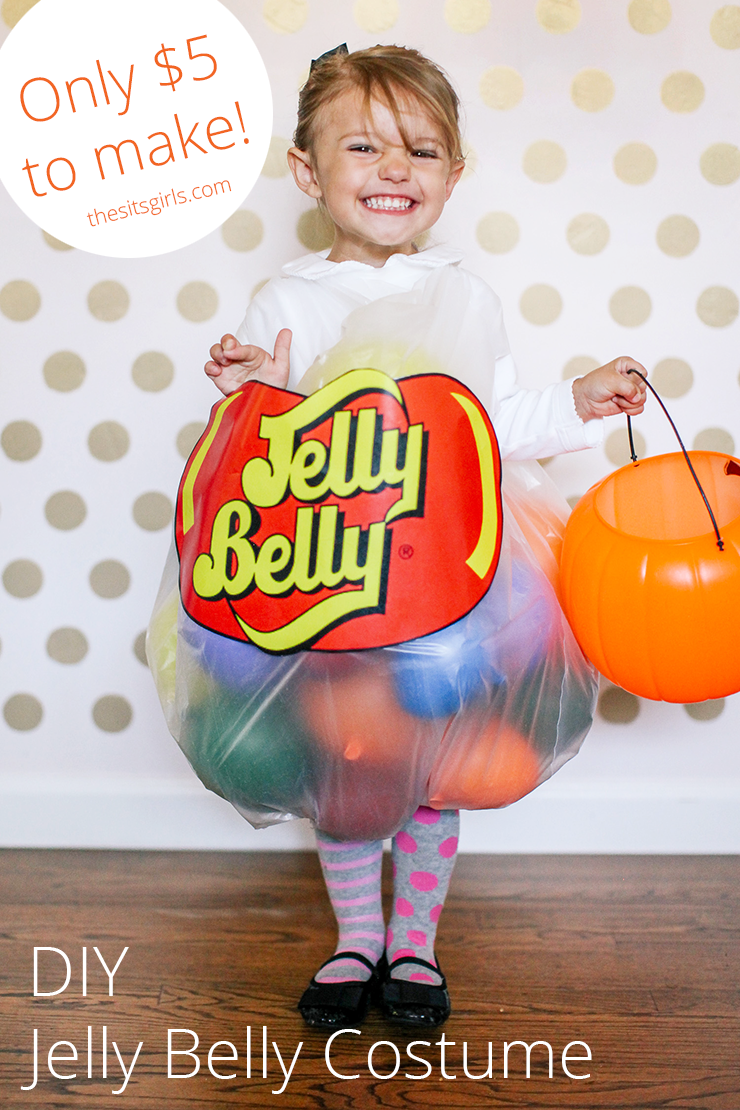 DIY Jelly Belly Halloween Costume for kids. This is the cutest homemade halloween costume ever, and it only costs $5 to make!