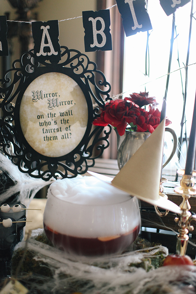 " Mirror Mirror on the Wall, whose the fairest of them ALL?" is the perfect craft to make for a show stopping centerpiece at an Evil Queen Party