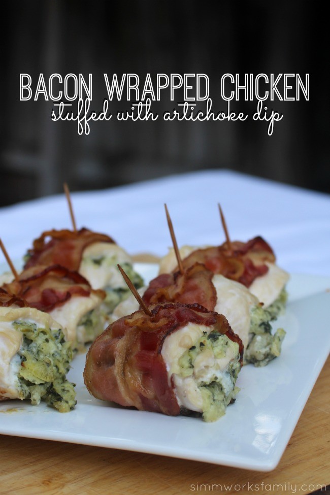 These are the perfect appetizers for any party! Bacon wrapped chicken is delicious!