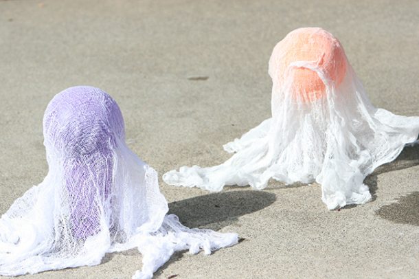 Cheesecloth ghosts are such a fun project for the whole family!