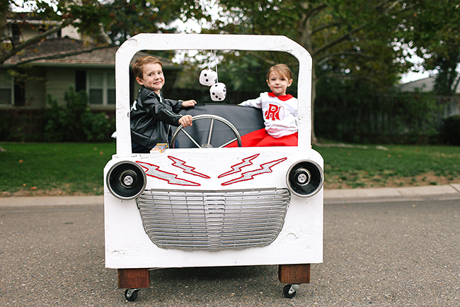 A car is a must when dressing as Grease Lightning for Halloween!