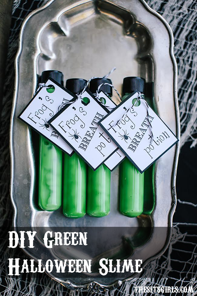 This awesome DIY green slime recipe will be a hit at any Halloween Bash! It is super fun, and easy enough to make that kids can help!