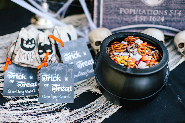 Serving Spooky Chex Mix is so much more fun when it is in the cauldron!
