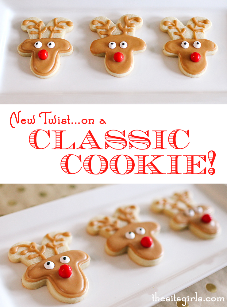 Reindeer Cookies | This cookie decorating tutorial gives a new twist to a classic cookie (and keeps you from having to buy a new cookie cutter)!