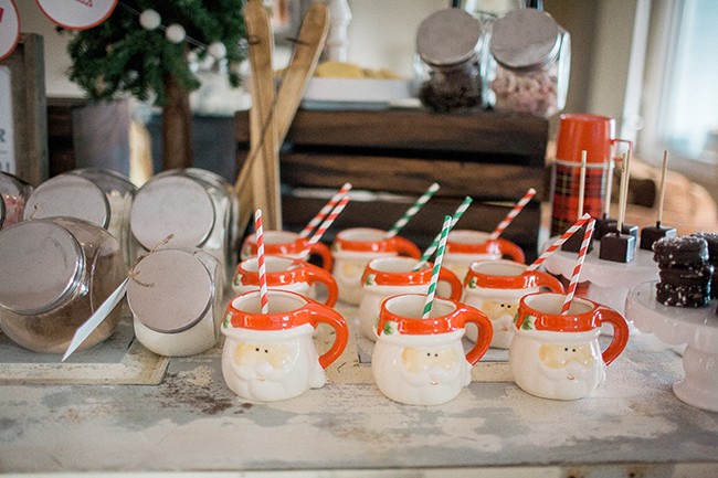Santa mugs are a must for a Polar Express party. 