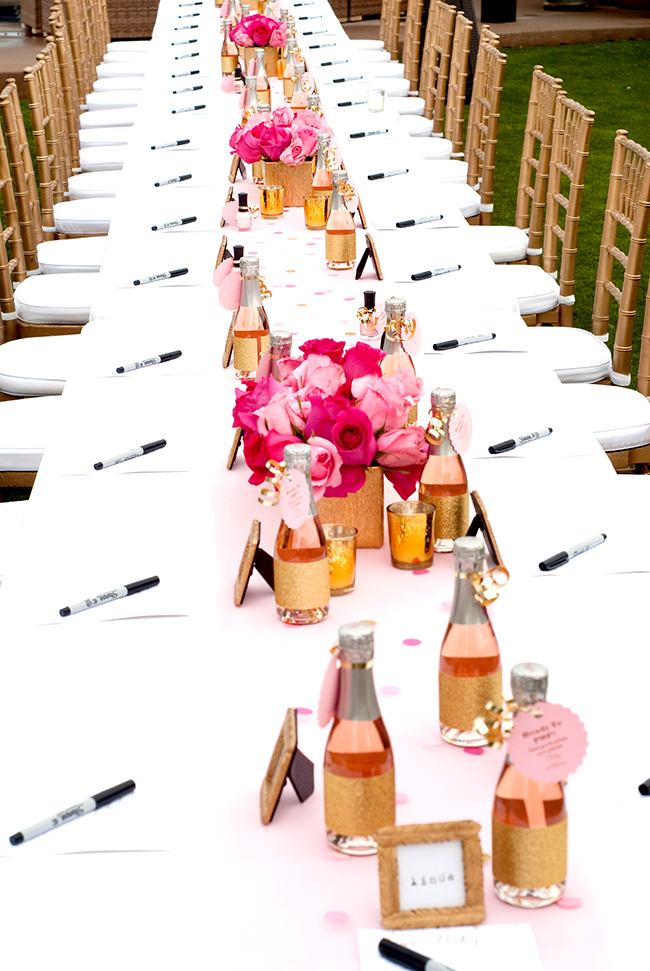 Blush, bright pink, and gold is a classic combo for a baby shower!