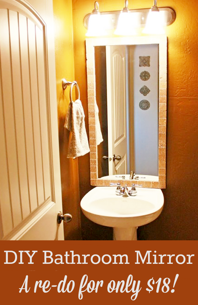 This DIY Bathroom Mirror redo is easy, and it only costs $18!