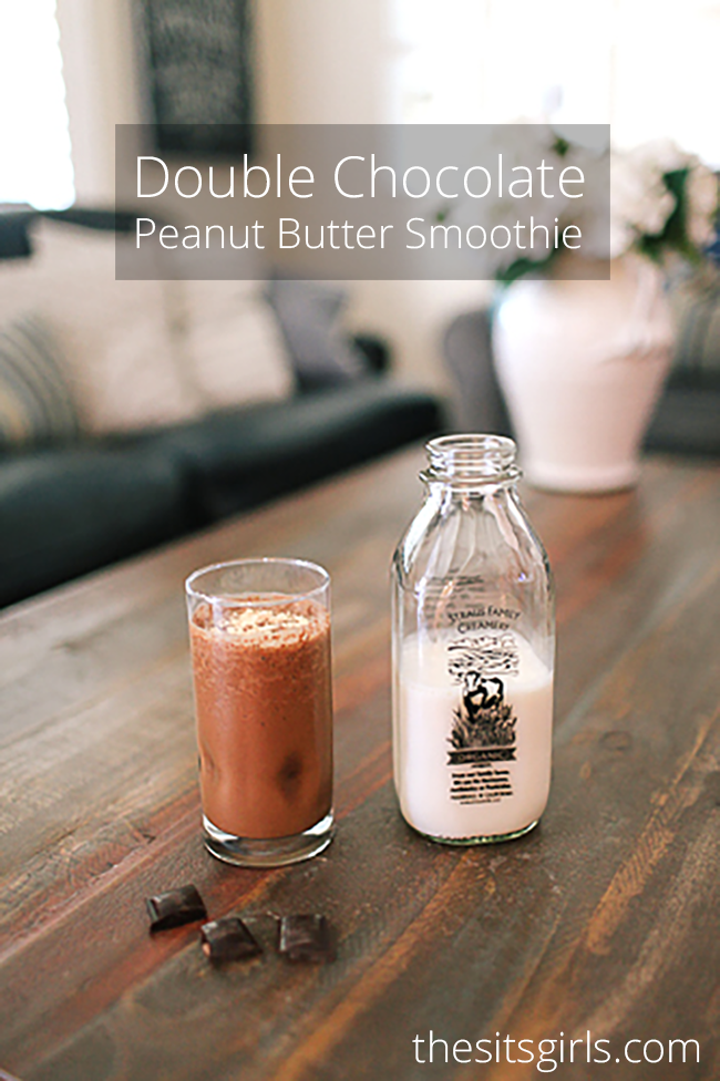 Double Chocolate Peanut Butter Smoothie Recipe | This smoothie is packed with protein and it makes a delicious breakfast or snack!