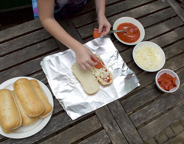 Simple ingredients for easy campfire pizza.