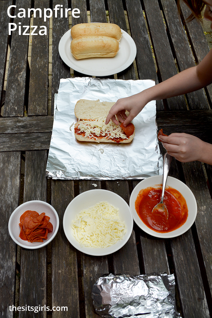 Everyone is going to love this delicious campfire pizza! You can easily make it on the grill, or with an actual campfire. Delicious, easy summer dinner idea. 