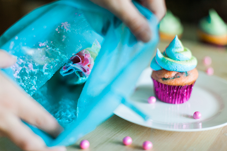 Combine all the bags together to get a beautifully swirled cupcake!