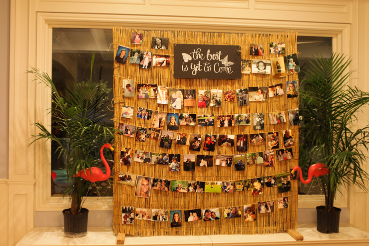 Bamboo backing is such a great idea for a photo display! This is a cute birthday party idea. 