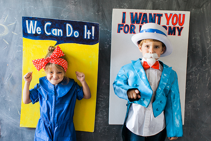 Uncle Sam and Rosie the Riveter Halloween Costume. This set of posters is the cutest matching DIY Halloween costume ever!