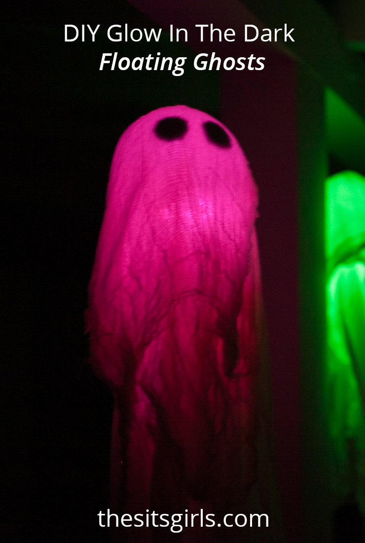 DIY Glow In The Dark Floating Ghosts are the perfect Halloween decor — a great mix of fun and spooky. Light 'em up, and you'll have the best decorated house on the street.