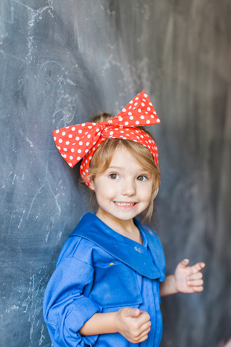 Rosie the Riveter costume. LOVE the red headscarf! 