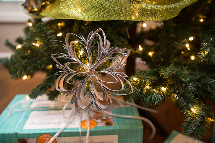 Spray paint and toilet paper rolls combine to make this beautiful ornament!
