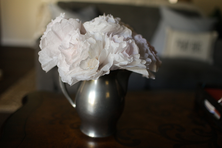Coffee Filter Flowers In Antique Vase